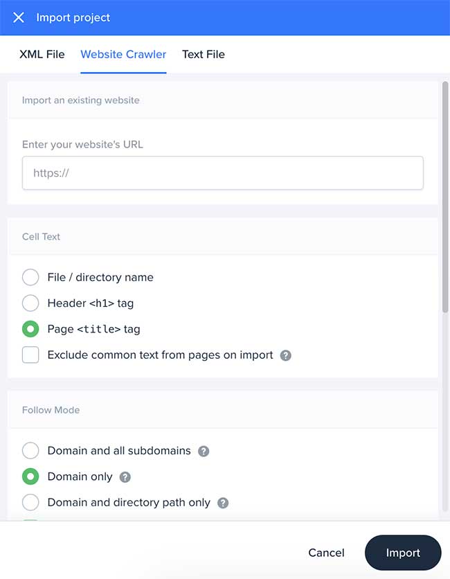 Site Crawler Setup